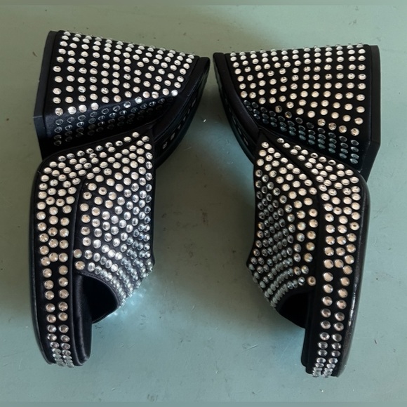 Simon Miller SLICE Platform Rhinestone  Mule Block Flared Heel Sandals Shoes 35 - Picture 12 of 13